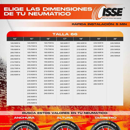 Isse Textiel sneeuwkettingen Super Wit - Oranje 66 L 2 stuks (set) - VCTparts.nl