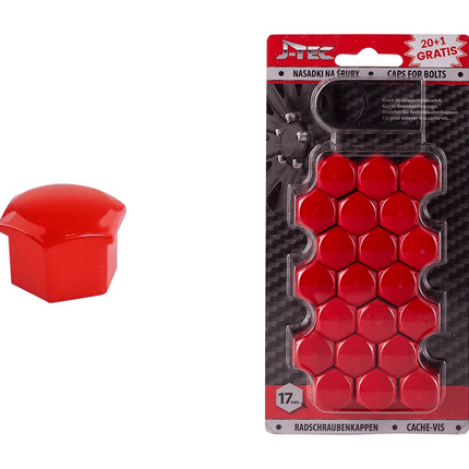 J - TEC Wielbout Wielmoer 17mm Doppen Beschermende Afdekkapjes Rood 20 stuks (set) - VCTparts.nl