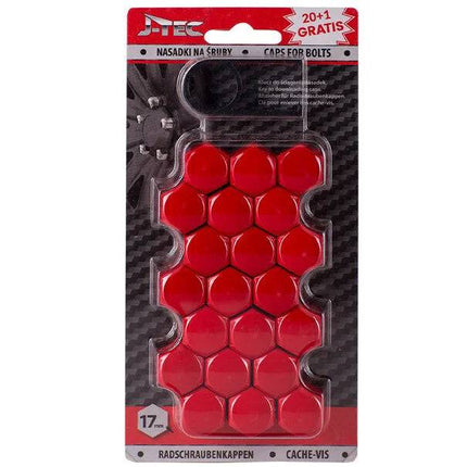 J - TEC Wielbout Wielmoer 17mm Doppen Beschermende Afdekkapjes Rood 20 stuks (set) - VCTparts.nl