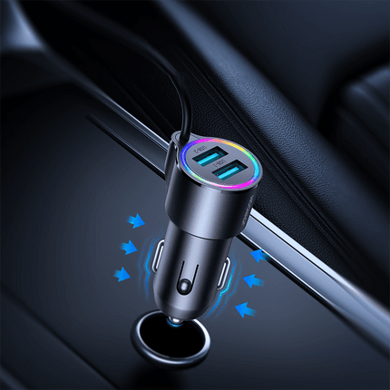 Joyroom Autolader Oplader Lightning & USB - A Snellader - 17W (1.5m) [Triple Fast Car Charger] - VCTparts.nl