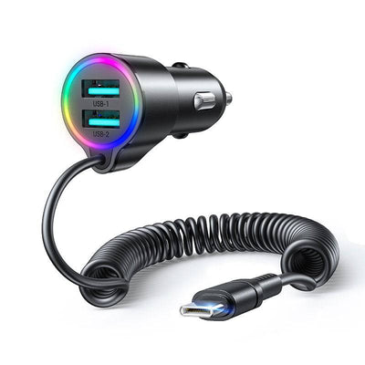 Joyroom Autolader Oplader USB-C & USB-A Snellader -  17W (1.5m) [Triple Fast Car Charger]
