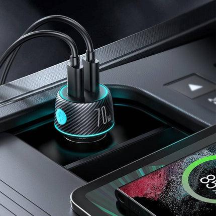 Joyroom Joyroom Autolader Snellader 2x USB - C 70W met LED Zwart Hurtel 7