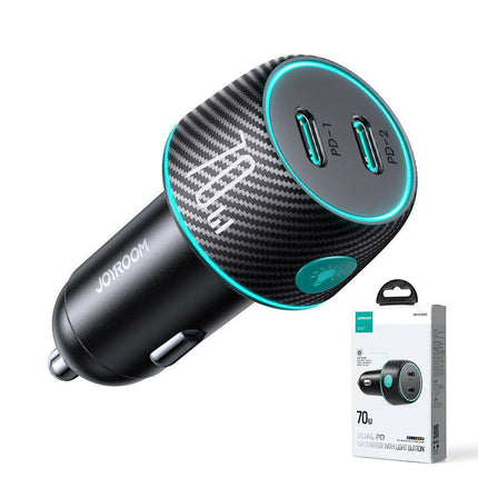 Joyroom Joyroom Autolader Snellader 2x USB - C 70W met LED Zwart Hurtel 3
