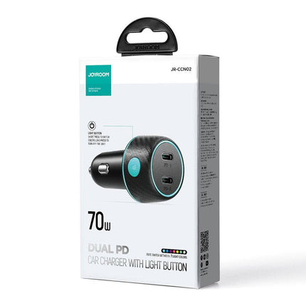 Joyroom Joyroom Autolader Snellader 2x USB - C 70W met LED Zwart Hurtel 2