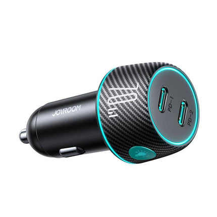 Joyroom Joyroom Autolader Snellader 2x USB - C 70W met LED Zwart Hurtel 1