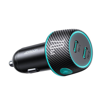 Joyroom Autolader Snellader 2x USB-C 70W met LED Zwart