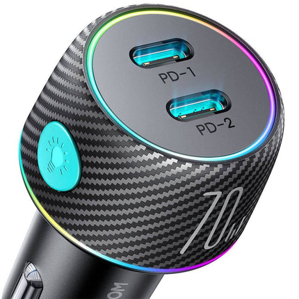 Joyroom Joyroom Autolader Snellader 2x USB - C 70W met LED Zwart Hurtel 10