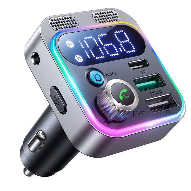 Joyroom Joyroom Bluetooth Muziek FM Transmitter Handsfree Bellen met BassBooster USB - C & 2x USB - A Lader Zwart INNPRO 1