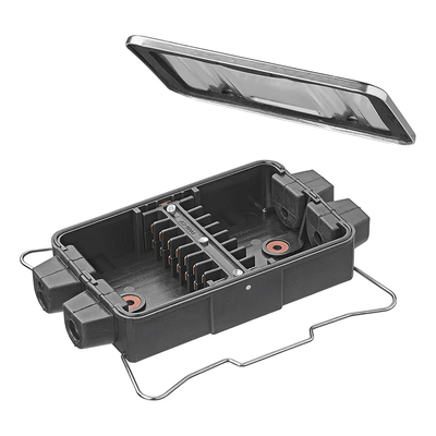 Kabelverbindingsdoos 8x 4-polig Waterdicht - Compacte Aftakdoos met Aluminium Afdekplaat voor Aanhanger