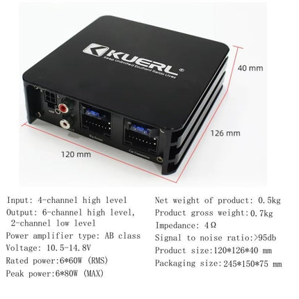 VCTparts Klasse AB 6 - Kanaals Auto DSP Versterker 6x60W – Premium Auto Audio Systeem voor Android Multimediaschermen met Plug & Play Installatie Ainavi 5