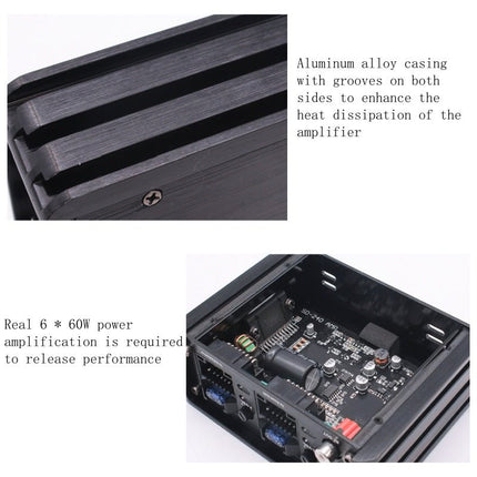 VCTparts Klasse AB 6 - Kanaals Auto DSP Versterker 6x60W – Premium Auto Audio Systeem voor Android Multimediaschermen met Plug & Play Installatie Ainavi 6