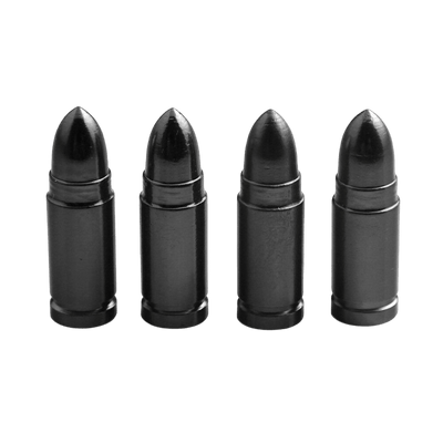 Kogelvormige Auto Ventieldopjes Bullets Universeel - Aluminium Zwart (Set 4 stuks)
