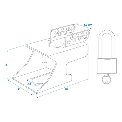 VCTparts Koppelingsslot met Hangslot Overdekslot voor Aanhanger Disselslot Trekhaakbeveiliging - Blauw VCTparts 2