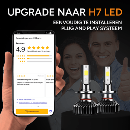 VCTparts led H7 8000K Dimlicht Wit - Koplampen (set) [Witte koplampen - Witte Dimlichten] NORGOS 7