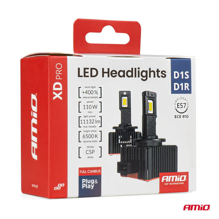AMiO AMIO XD PRO D1S D1R LED Koplampen Full Canbus 6500K Wit Licht - 11132LM 110W D1S D1R Xenon Vervanging Plug and Play Krachtige Upgrade AMiO 9