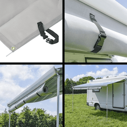 Lichtgrijze Luifel Zonwering 380x200cm - UV - bescherming en Windscherm voor Kamperen en Camper - VCTparts.nl