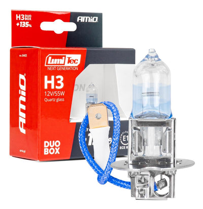 LumiTec Next Gen Halogeenlampen H3 12V 55W +135% Lichtopbrengst – DUO Set Auto Mistlamp Koplamp ECE Goedgekeurd