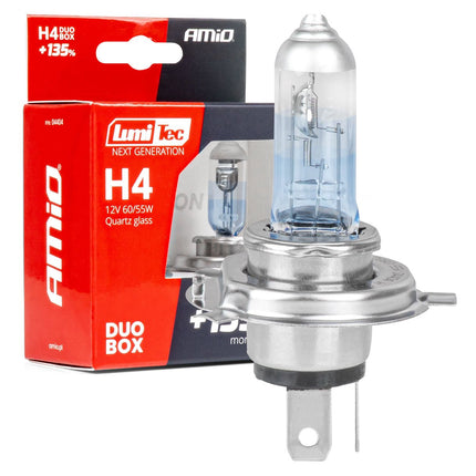 LumiTec LumiTec Next Gen Halogeenlampen H4 12V 60 - 55W +135% Lichtopbrengst – DUO Set Auto Koplampverlichting ECE Goedgekeurd AMiO 1