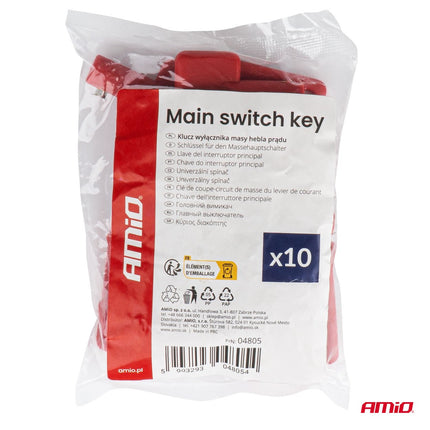AMiO Main Switch Key Set 10 Stuks Reserve Sleutels voor Massa Schakelaar AMiO 5