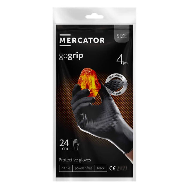Mercator Mercator GoGrip zwarte nitril werkhandschoenen maat L (4 stuks) AMiO 1