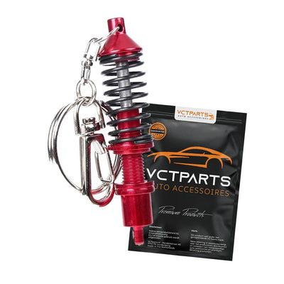 Mini Schokbreker Sleutelhanger – Aluminium met Beweegbare Vering (Rood)