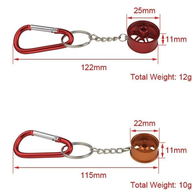 VCTparts Mini Velg Sleutelhanger Aluminium - Rood met Chrome NORGOS 2