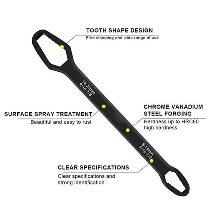 VCTparts Multifunctionele Tweekoppige Moersleutel Steeksleutel 8 - 22mm - Chrome [Gereedschap - Meerzijdig - Universeel - Multi steek] NORGOS 5