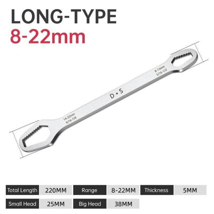 VCTparts Multifunctionele Tweekoppige Moersleutel Steeksleutel 8 - 22mm - Chrome [Gereedschap - Meerzijdig - Universeel - Multi steek] NORGOS 1