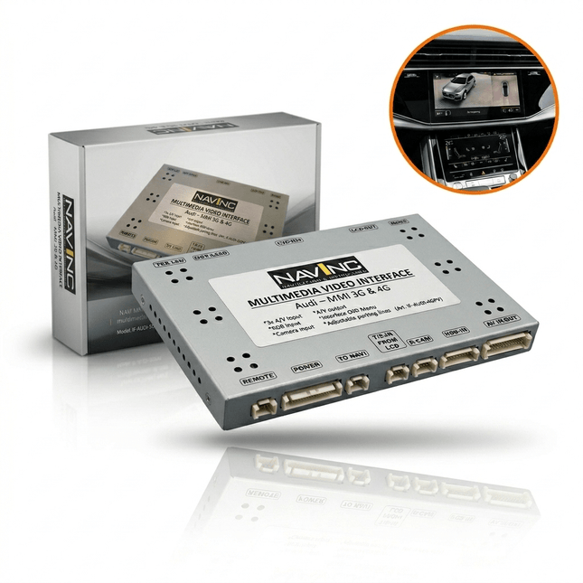 NavInc NavInc Camera Interface Audi E - tron A6 A7 A8 Q8 Golf 8 ID3 – Front en Rear NavConnect Camera Interface MIB3 met Parkeerlijnen en PiP Optimount 1