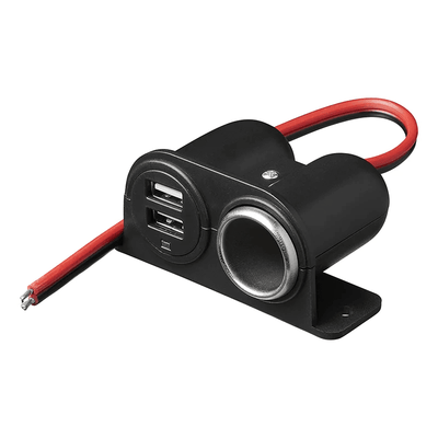 Opbouw Sigarettenaanstekerdoos Stekkerdoos Autoplug met 2x USB 12V 24V Universeel