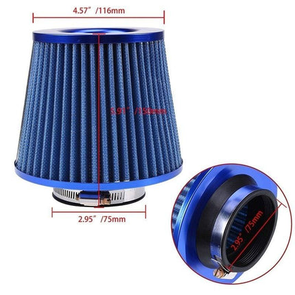 VCTparts Open Luchtfilter met Inlaatpijp Set Blauw - Sport Filter met Cold air intake NORGOS 8