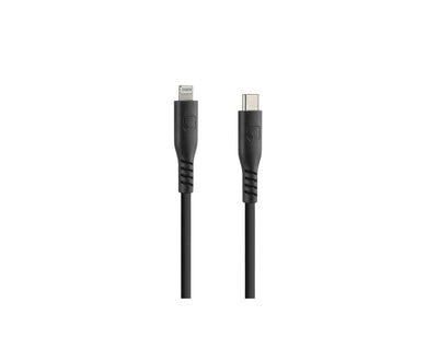 Optiline Siliconen Laad- en Synchronisatiekabel USB-C naar Apple 8pin 150cm – Verstevigde Hals – Zwart