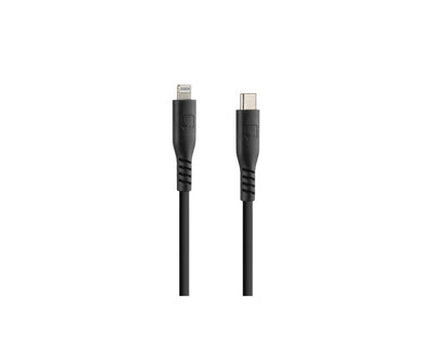 Optiline Siliconen Laad- en Synchronisatiekabel USB-C naar Apple 8pin 20cm – Verstevigde Hals – Zwart