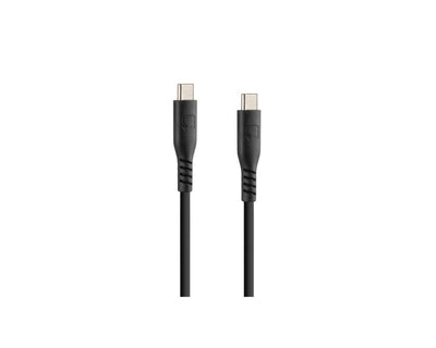Optiline Siliconen Laad- en Synchronisatiekabel USB-C naar USB-C 20cm – Verstevigde Hals – Zwart