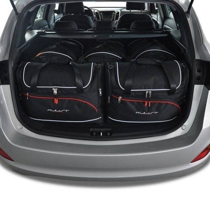Kjust Reistassenset voor Hyundai i30 Tourer 2012-2017 - Set van 5 Tassen met 3 Roltassen en 2 Vliegtuigtassen