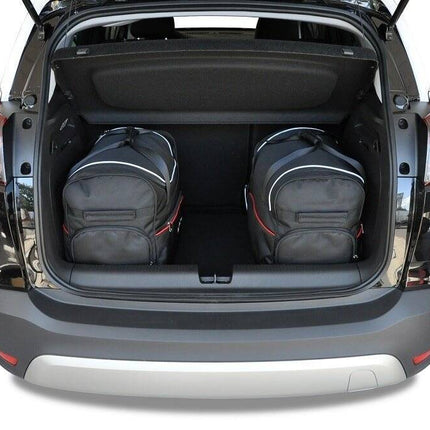 Kjust Reistassenset voor Opel Crossland X 2017-2020 - Set van 4 Tassen met 2 Roltassen 1 Sporttas en 1 Vliegtuigtas