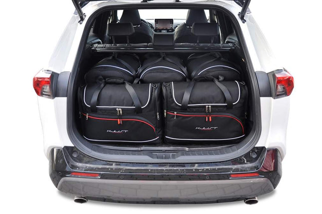 Kjust Reistassenset voor Toyota RAV 4 5-deurs 2019-2026 - Set van 5 Tassen met 3 Roltassen en 2 Vliegtuigtassen