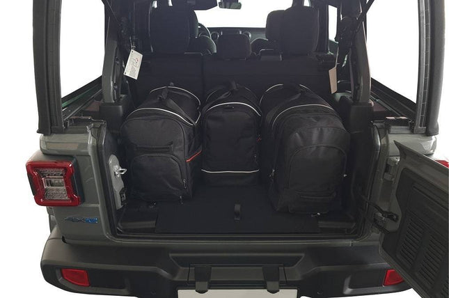 Kjust Reistassenset voor Jeep Wrangler 2007-2018 - Set van 4 Tassen met 2 Roltassen 1 Sporttas en 1 Vliegtuigtas