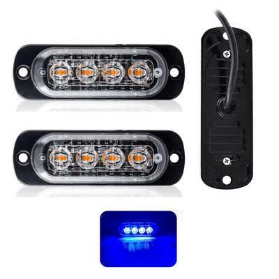 Professionele Blauwe LED Grillflitsers en Bumperflitsers (IP65) Krachtige Stroboscoop Zwaailichten Set voor Hulpdiensten of op Eigen Terrein