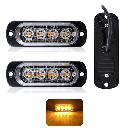 Professionele Oranje Gele LED Grillflitsers en Bumperflitsers (IP65) Krachtige Stroboscoop Zwaailichten Set voor Werkverkeer en Hulpdiensten - VCTparts.nl