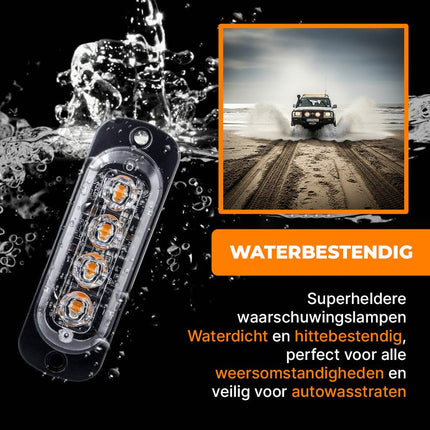 Professionele Oranje Gele LED Grillflitsers en Bumperflitsers (IP65) Krachtige Stroboscoop Zwaailichten Set voor Werkverkeer en Hulpdiensten - VCTparts.nl