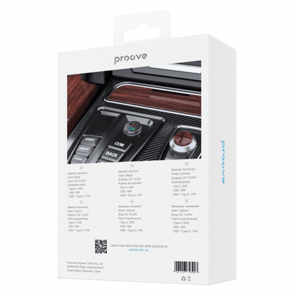 Proove Proove 20W Snelle Auto Oplader USB - A en Type - C – Compacte Aluminium Dubbele Autolader met LED en PD 3.0 Ondersteuning Proove 5