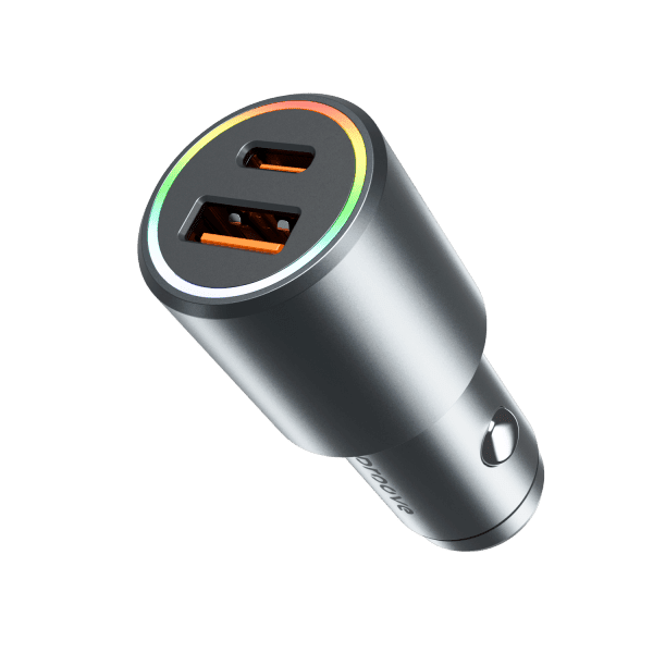 Proove Proove 53W Snelle Auto Oplader USB en USB - C – Dubbele Autolader met Power Delivery 3.0 en LED Indicator in Metallic Grijs Proove 7