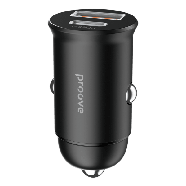Proove Proove 65W Snelle Auto Oplader USB - A en USB - C – Krachtige Compacte Autolader met PD 3.0 en LED Indicator in Zwart Aluminium Proove 2