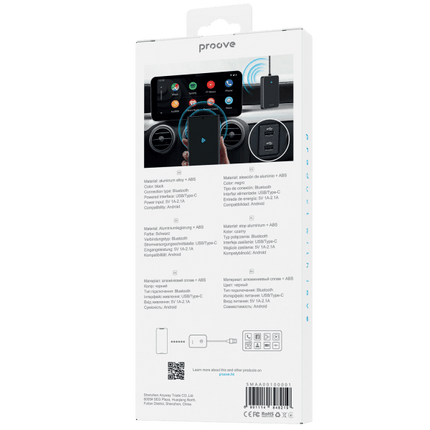 Proove Proove AA01 Draadloze Android Auto Adapter – USB Type - C – Bluetooth Connectie – Voor Android Smartphones – OTA Updates – Zwart Proove 2