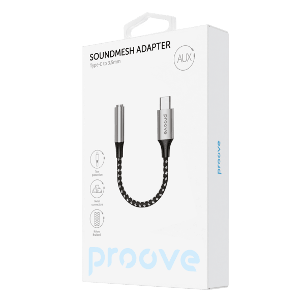 Proove Proove Adapter AUX SoundMesh TypeC naar 3.5mm Grijs voor Smartphones en Audioapparaten Proove 2