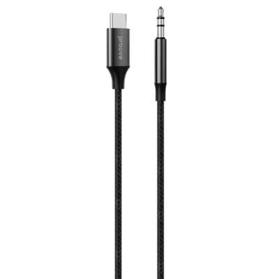 Proove AUX Kabel SoundTrack TypeC naar 3.5mm AUX (1m) Zwart voor Smartphones en Audioapparaten