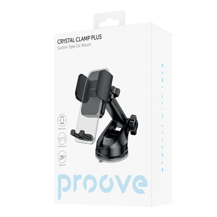 Proove Crystal Clamp Plus Zuignap Smartphonehouder - Verstelbare Autohouder voor iPhone en Android (4.7" - 6.9") - VCTparts.nl