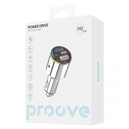 Proove Proove FM Transmitter Power Drive 30W (PD+QC3.0) TypeC+USB Zilver – Snelladen en Muziekstreaming voor een Comfortabele Rijervaring Proove 5