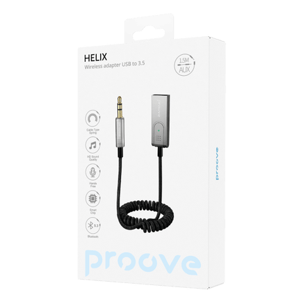 Proove Proove Helix Bluetooth Auto Audio Adapter USBA naar 3.5mm AUX Grijs Proove 3